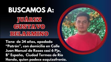 Termas de Río Hondo: Buscan a un hombre de 34 años que padece esquizofrenia