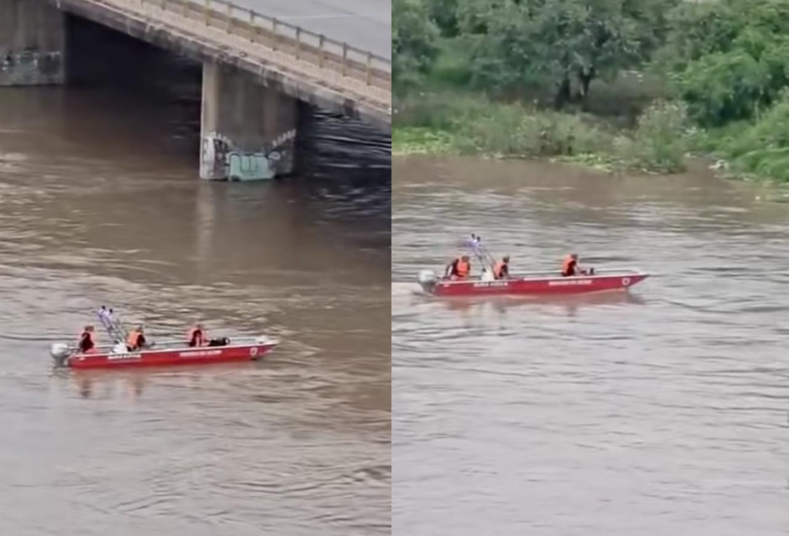 Ante la crecida del río, el Grupo Especial de Rescate realiza patrullajes preventivos