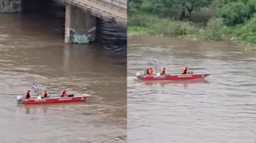 Ante la crecida del río, el Grupo Especial de Rescate realiza patrullajes preventivos