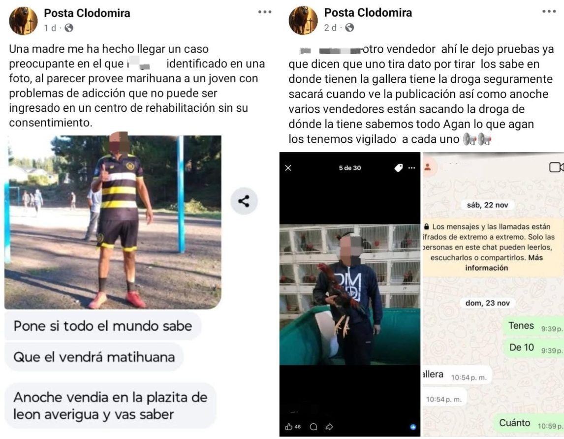 Clodomira: Una cuenta de Facebook escracha a “dealers” con nombre, apellido y foto