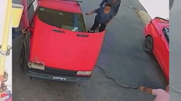 “Acompañante sorpresa”: una lampalagua oculta en el motor de un auto en Las Termas