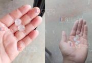 Fuerte tormenta con granizo en Taco Pozo