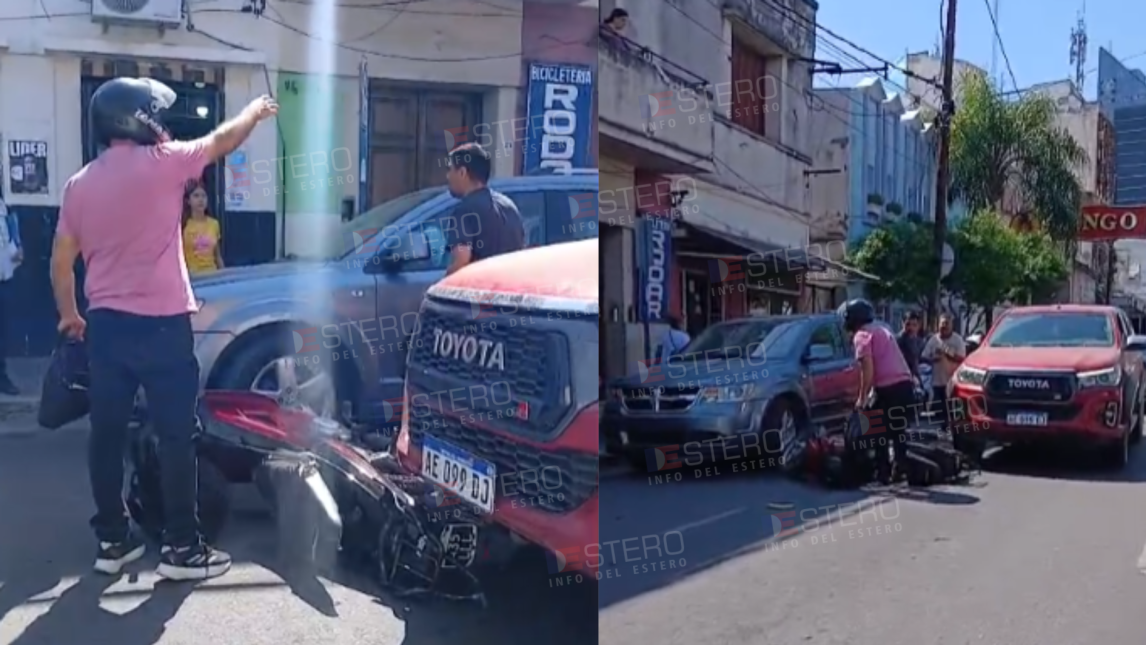 VIDEO | Incidentes y demoras en avenida Belgrano por un choque entre camioneta y moto