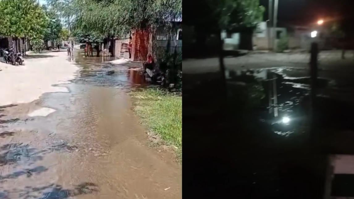 Barrio 8 de Abril: denuncian que una obra de internet rompió un caño y dejó dos manzanas bajo el agua