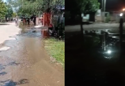 Barrio 8 de Abril: denuncian que una obra de internet rompió un caño y dejó dos manzanas bajo el agua