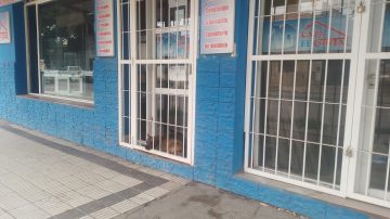 Zona centro: piden ayuda por un perrito que quedó atrapado en la reja de un local cerrado por vacaciones