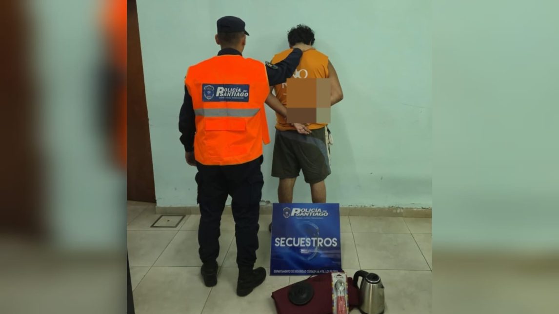 Allanan una vivienda y capturan a un ladrón que robó un telón desde la capilla “Sagrado Corazón de Jesús”