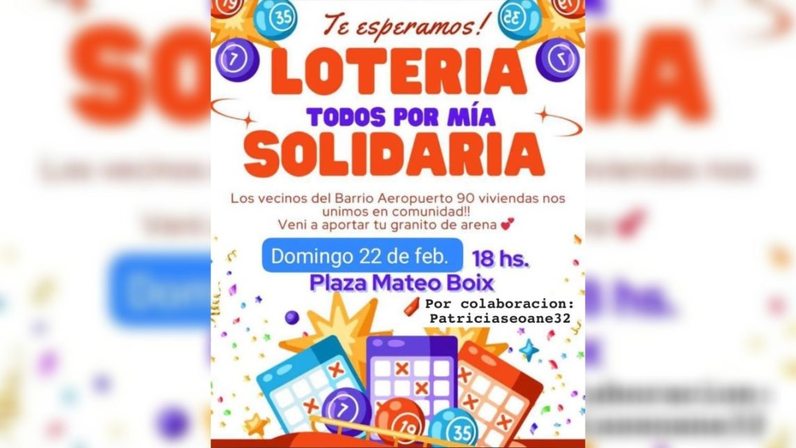Realizan bingo solidario en el barrio Aeropuerto para ayudar a Mía y sus abuelos