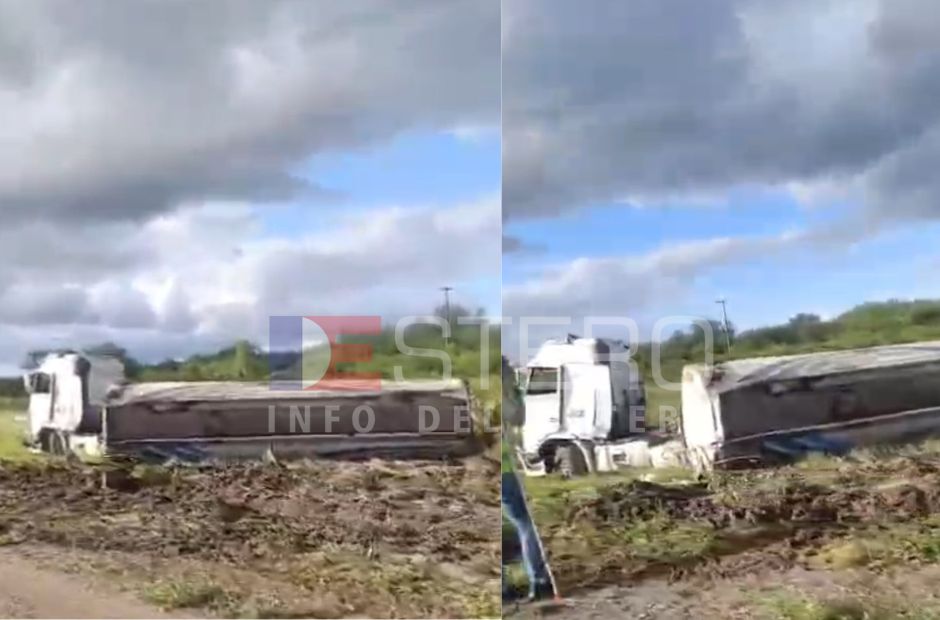 Ruta 34: volcó un camión cisterna con combustible a la altura de Lugones