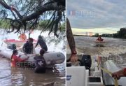 Dramático rescate en el río Dulce: una familia a la deriva y un operativo a contrarreloj bajo la lluvia