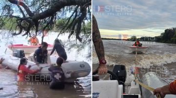 Dramático rescate en el río Dulce: una familia a la deriva y un operativo a contrarreloj bajo la lluvia