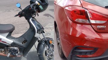 Choque en pleno centro: un automóvil y una motocicleta colisionaron en Belgrano y Rivadavia