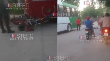 Violento accidente: un motociclista terminó hospitalizado tras chocar con un colectivo