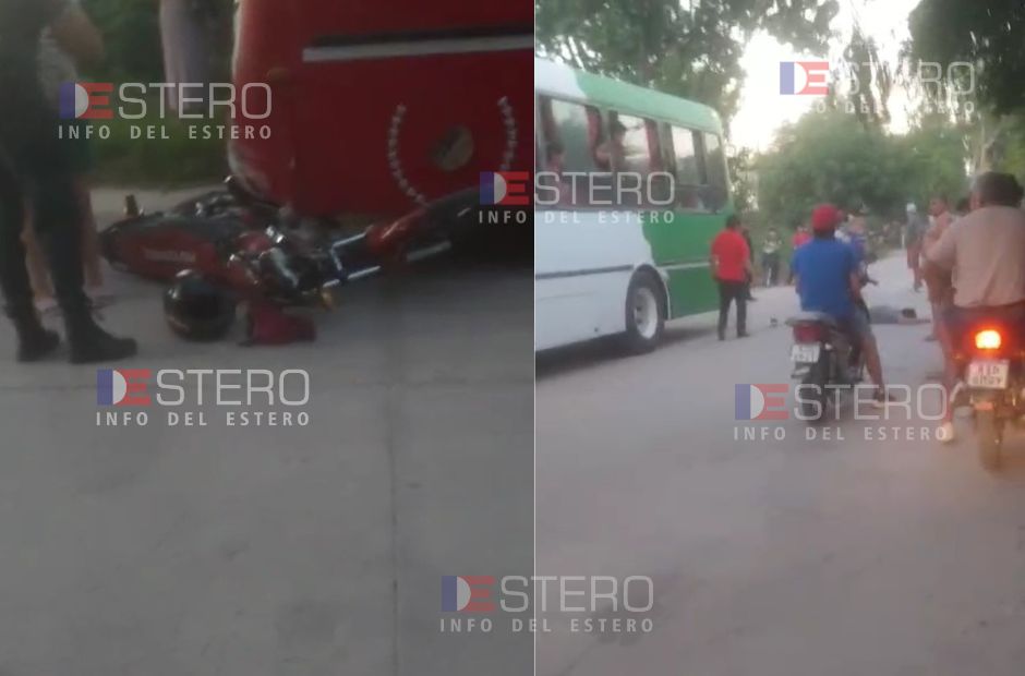 Violento accidente: un motociclista terminó hospitalizado tras chocar con un colectivo