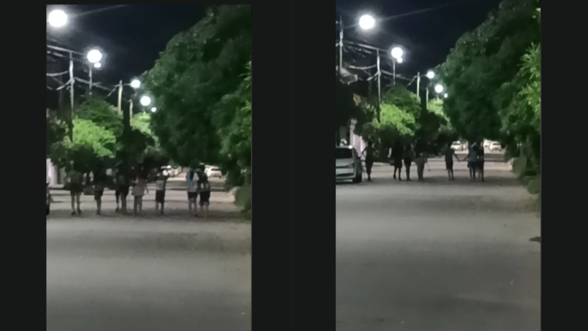 Bº Centenario: hartos de la inseguridad, vecinos grabaron a un grupo de jóvenes “hondeando” autos y casas