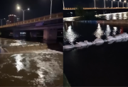 Impactante: el río Dulce desbordó sobre la costanera e inundó el paso bajo autopista