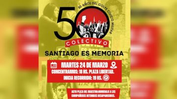 Convocan a participar de la marcha “Santiago es Memoria” en el marco de los 50 años del golpe cívico-militar