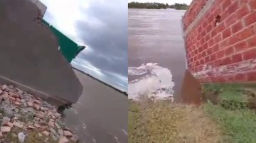 La Bajada: la crecida del río provocó dos viviendas se desmoronen