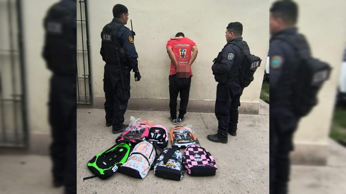 Detienen a un hombre que robó siete mochilas y quiso huir en un remís