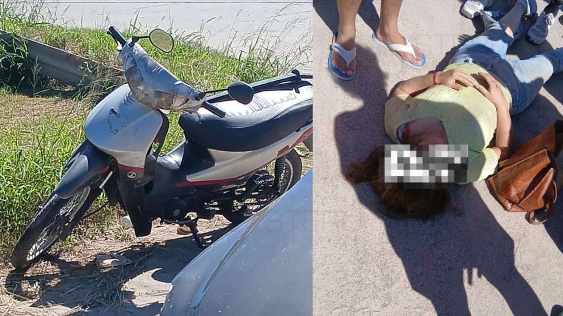 Fuerte choque en plena autopista: una mujer terminó tendida sobre la banquina