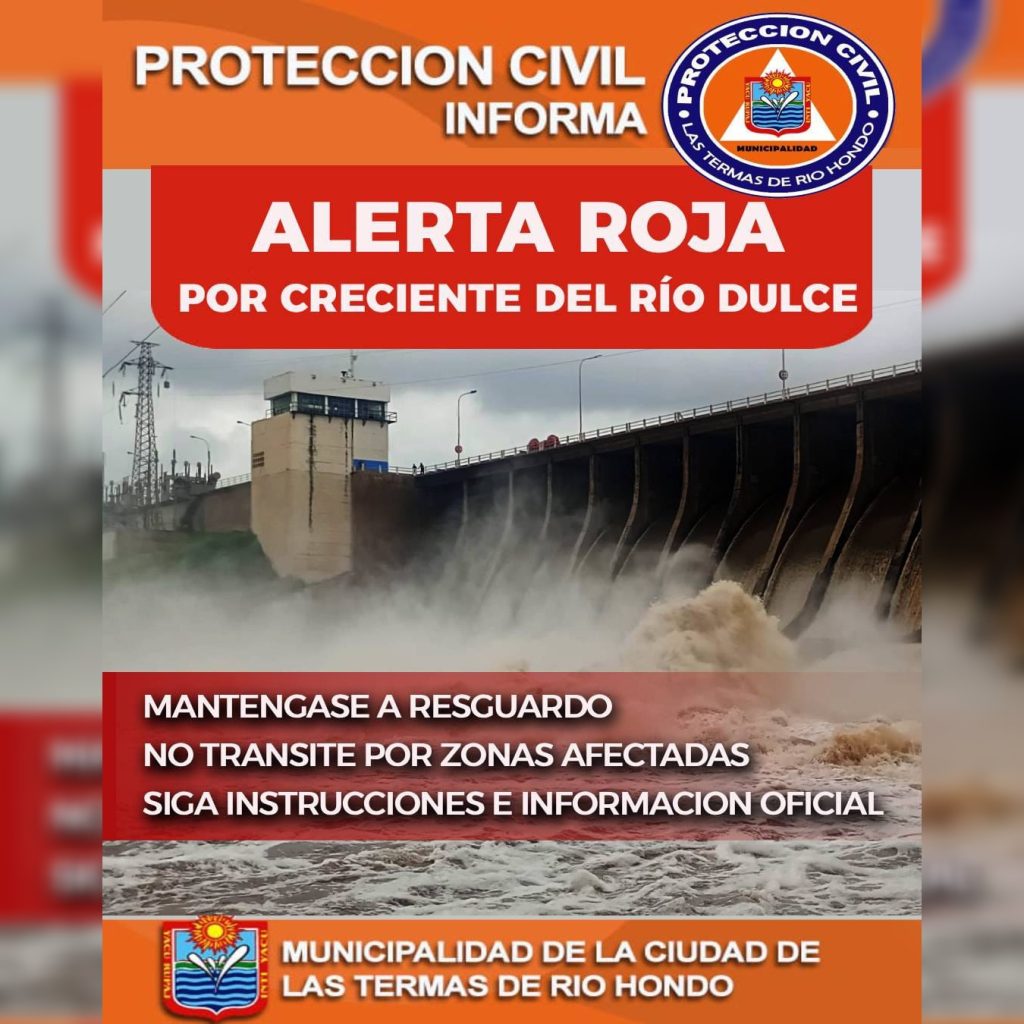 Declaran “alerta roja” por la crecida del río Dulce