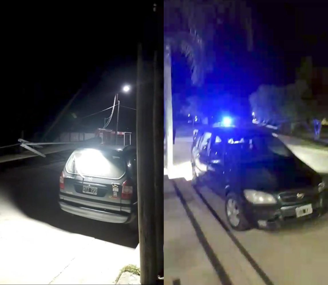 B° Siglo XXI: Un poste que estaba inclinado “hace meses” cayó sobre un auto