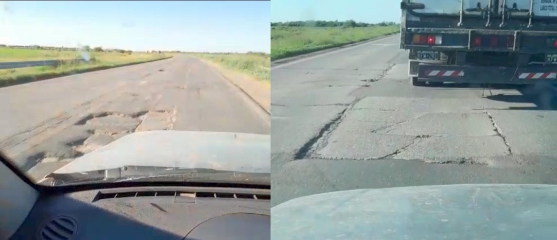 Un conductor mostró el deplorable estado de la Ruta Nacional 34