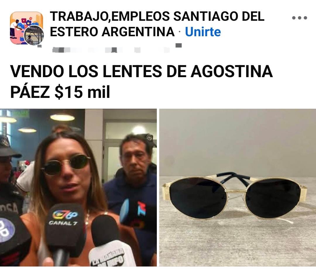 Entre el ingenio y el oportunismo: ofrecen “los lentes de Agostina Páez” a $15.000