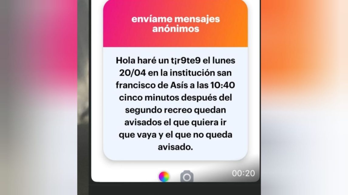 Con fecha y hora: circula una nueva amenaza de tiroteo y el colegio informó que se realizó denuncia formal
