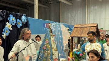 Emotivo recibimiento en el Nodo: el padre Pepe y los peregrinos llegaron con la imagen de la Virgen