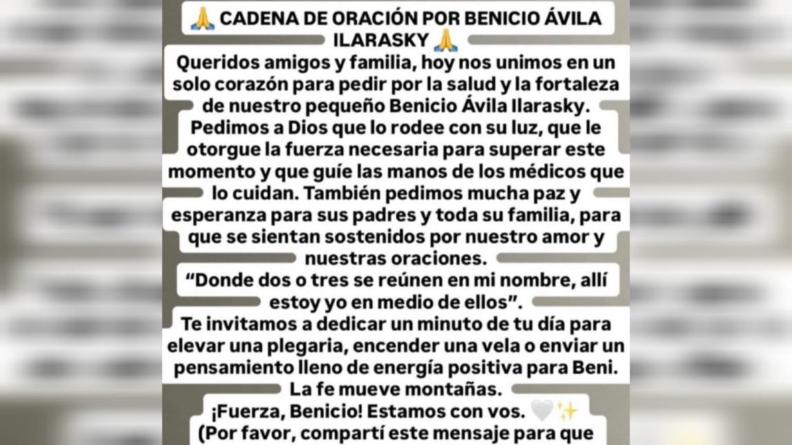 Piden cadena de oración por Benicio, un bebé de 3 meses que lucha contra un delicado problema de salud