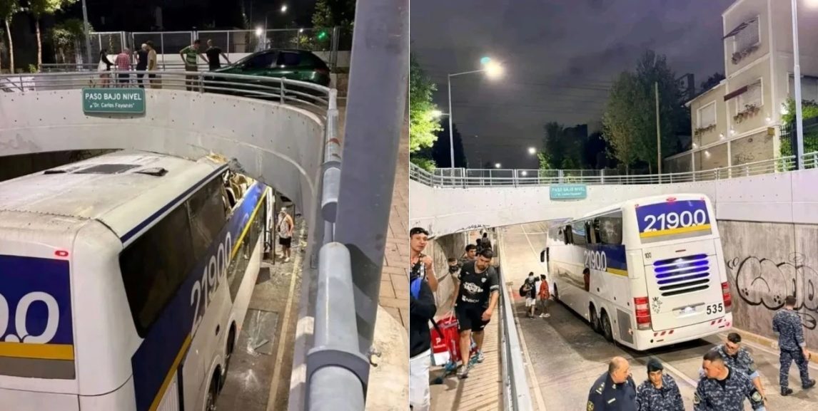 Un colectivo que trasladaba a hinchas de Chaco For Ever chocó con un paso bajo nivel