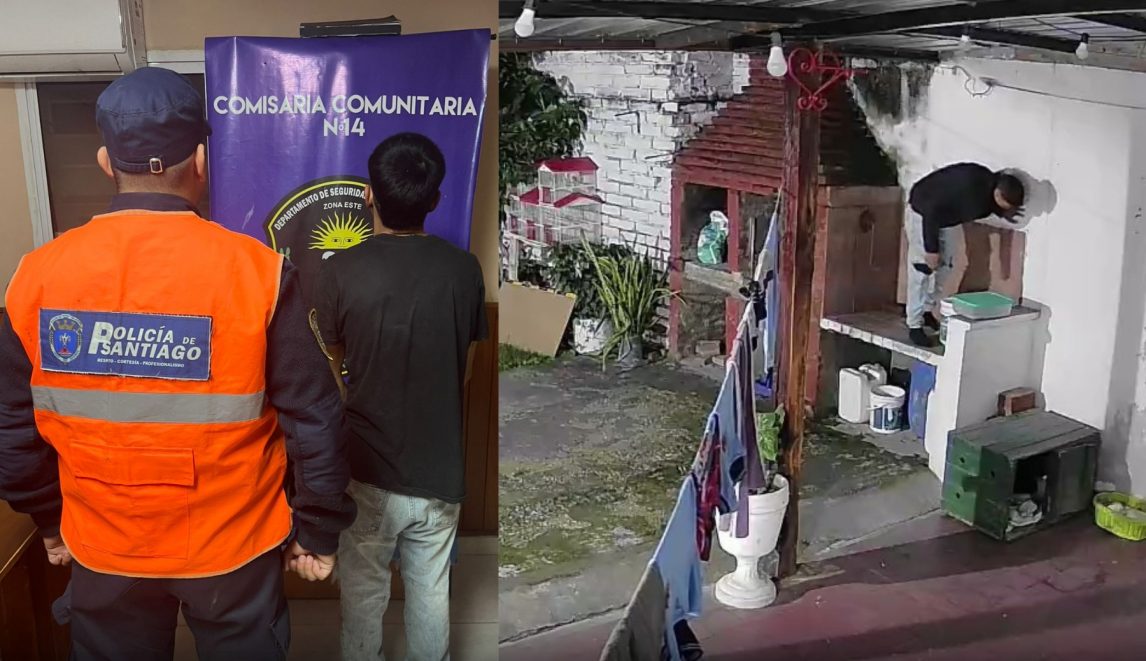 Escondió un secarropas robado en el techo de una vecina y huyó trepando tapias