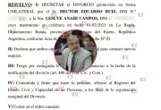 EXCLUSIVO DE INFO DEL ESTERO: Salió la sentencia de divorcio de “Chabay” Ruiz con la concejala Campos y el ex intendente ofreció una cuota alimentaria de 100 mil pesos