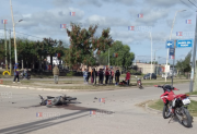 Motocicleta y camioneta protagonizaron un choque en una transitada esquina de Las Termas
