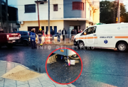 Violento choque en Las Termas: una moto terminó debajo de un colectivo