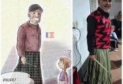 La tierna imagen del “profe con pollera”: le enseñaba a bailar a niñas y quedó eternizado en un dibujo
