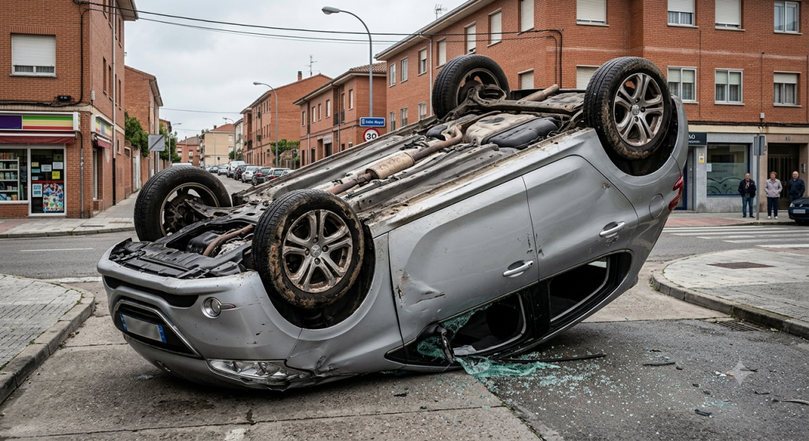 Vuelco en el B° Huaico Hondo: un auto terminó dado vuelta y la conductora se fue del lugar en Uber