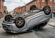 Vuelco en el B° Huaico Hondo: un auto terminó dado vuelta y la conductora se fue del lugar en Uber