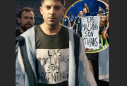 Entonando el Himno Nacional Argentino y con una remera sobre las Islas Malvinas: así ingresó Gastón Edul al round