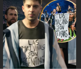 Entonando el Himno Nacional Argentino y con una remera sobre las Islas Malvinas: así ingresó Gastón Edul al round