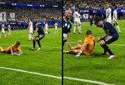 Cuti Romero celebró el gol de Enzo Fernández en la cara de Pickford