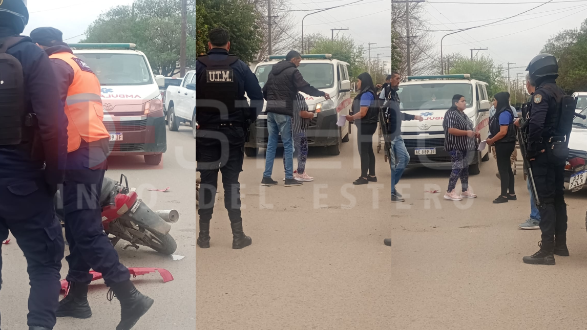 Salían de votar y chocaron frente a una escuela de Frías: un motociclista resultó herido