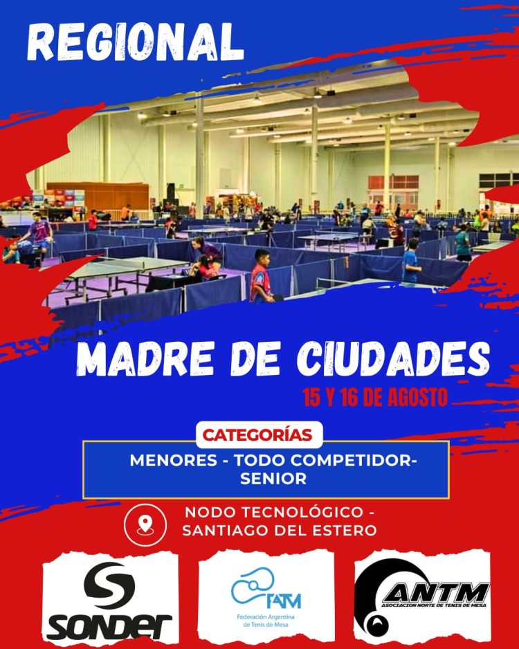 La Banda se parara para recibir el Regional Abierto de Tenis de Mesa del Circuito Nacional 2026